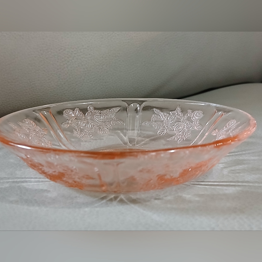 Vintage Rare 1930's Authentic Cabbage Rose-Sharon Federal Glass Cereal Bowl
